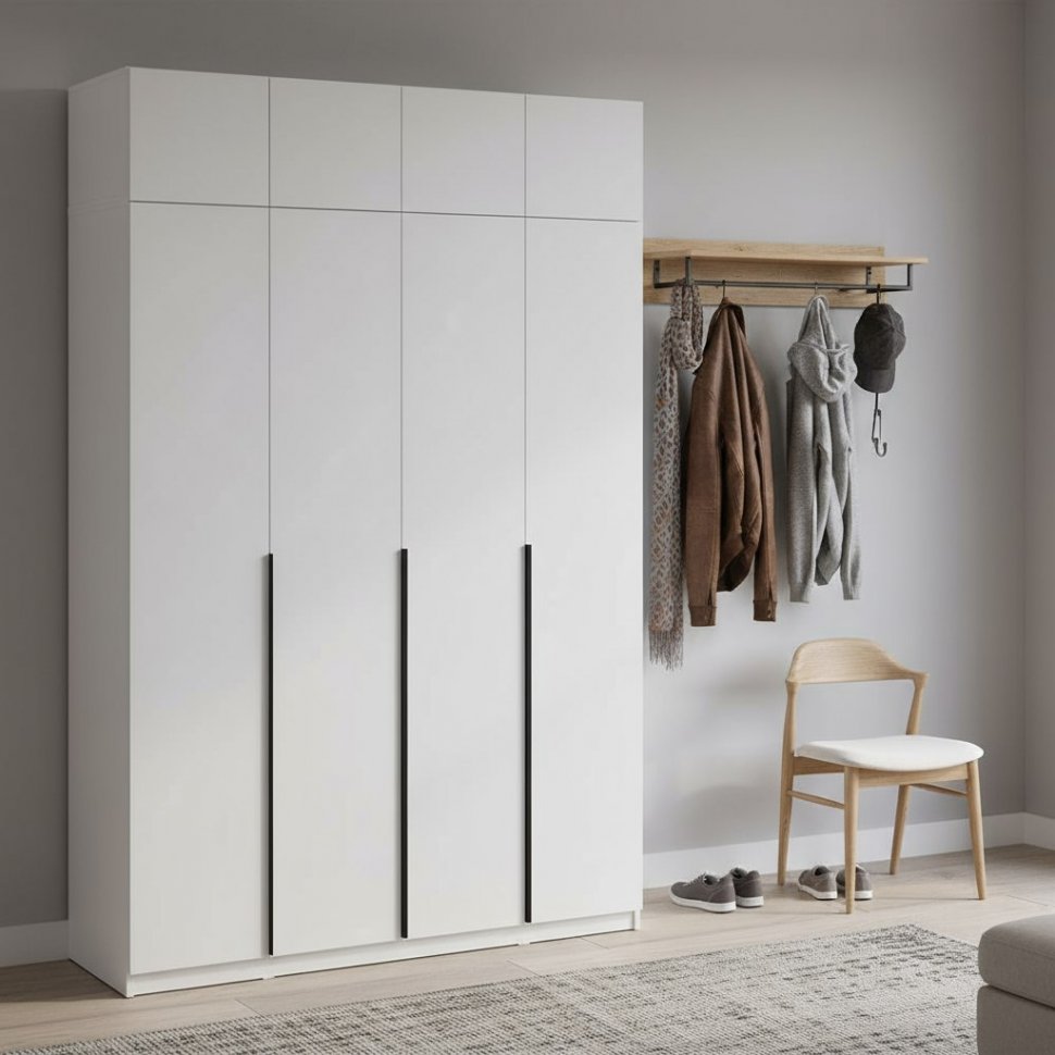 Шкаф с антресолью (9 полок + штанга) ШК 5 (1600), Белый