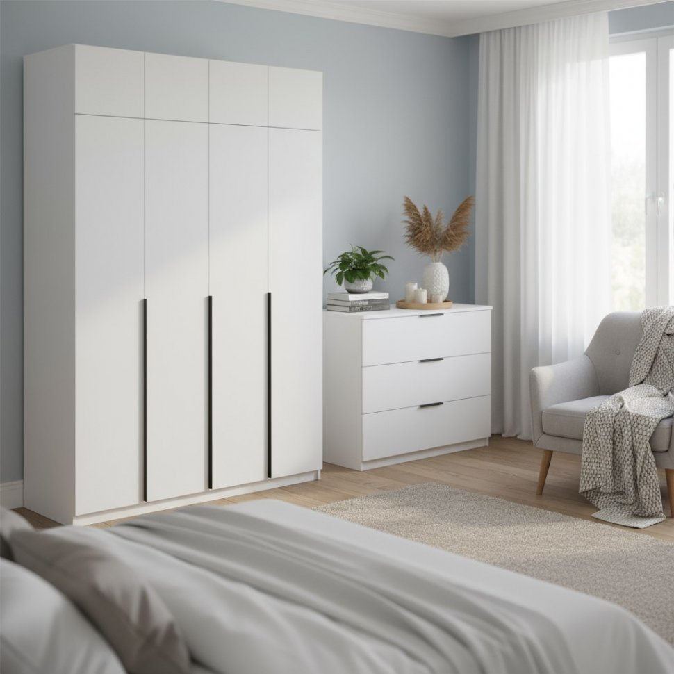 Шкаф с антресолью (9 полок + штанга) ШК 5 (1600), Белый