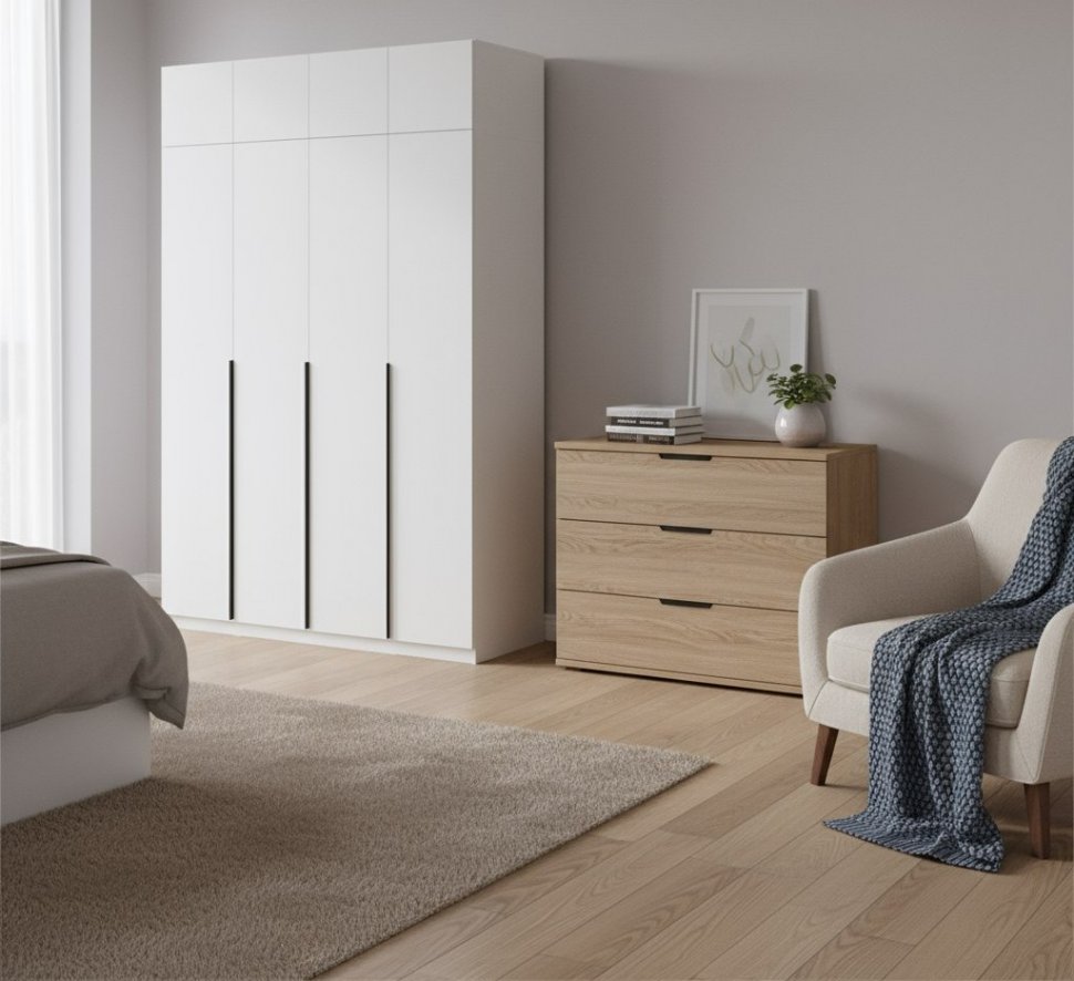 Шкаф с антресолью (9 полок + штанга) ШК 5 (1600), Белый