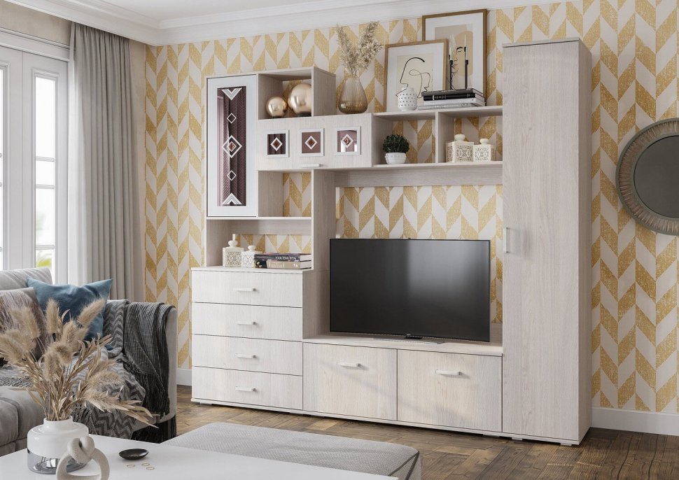 Гостиная Белла (БТС) Ясень белый Комплект 1