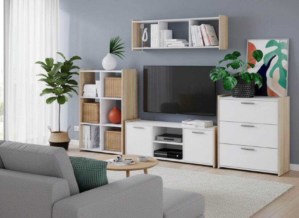 Набор мебели для гостиной Симпл дуб сонома/белый