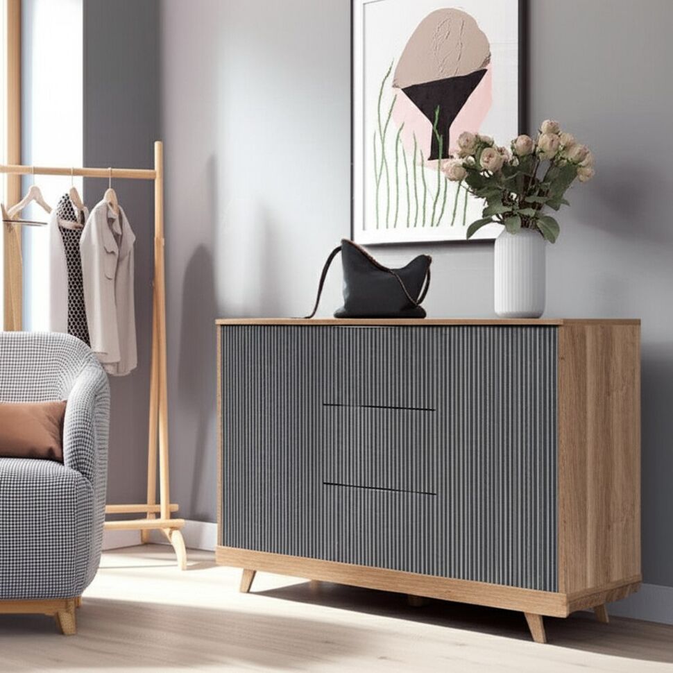 Комод Мегаполис КМ-15 (БТС) Дуб Каньон / Серый М25