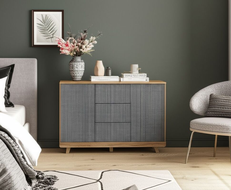 Комод Мегаполис КМ-15 (БТС) Дуб Каньон / Серый М25