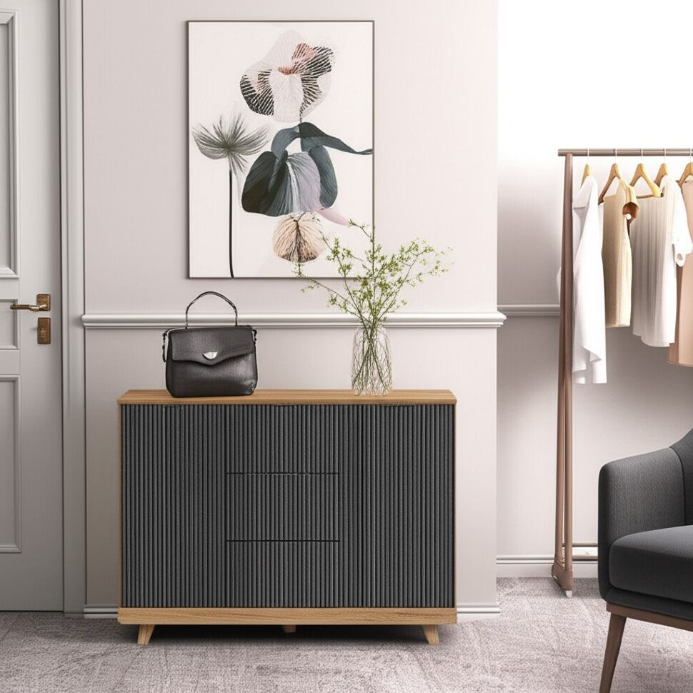 Комод Мегаполис КМ-15 (БТС) Дуб Каньон / Серый М25