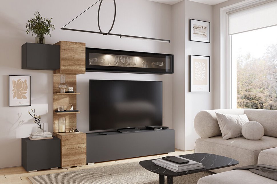 Мини-гостиная Рейн ГС-01 (БТС) (Дуб Каньон / Графит)