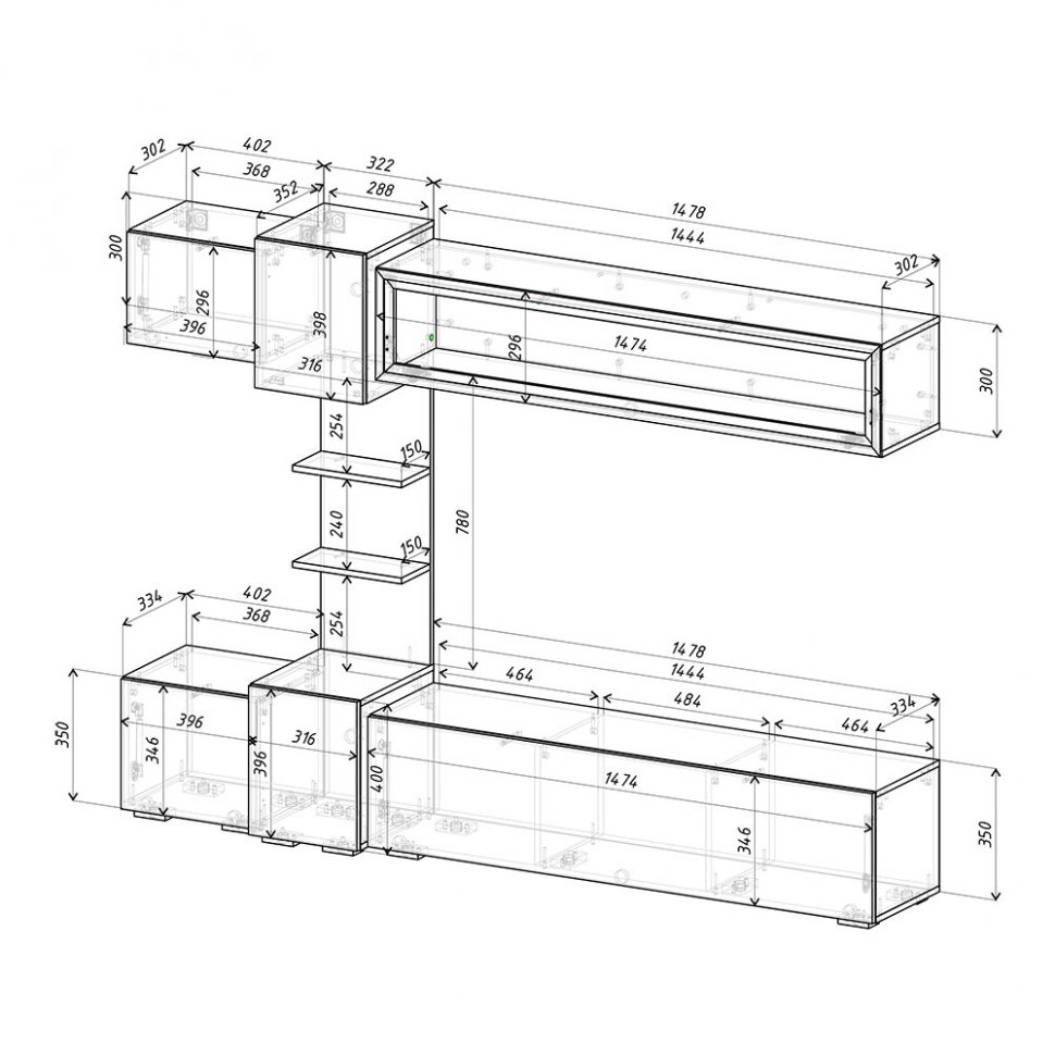 Мини-гостиная Рейн ГС-01 (БТС) (Дуб Каньон / Графит)