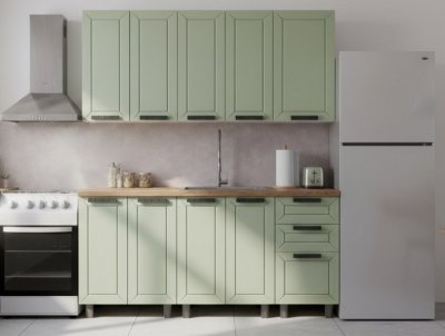 Кухня Аленушка 1,6м Лилия Фиcташка/Фисташка,скоба черный,сонома