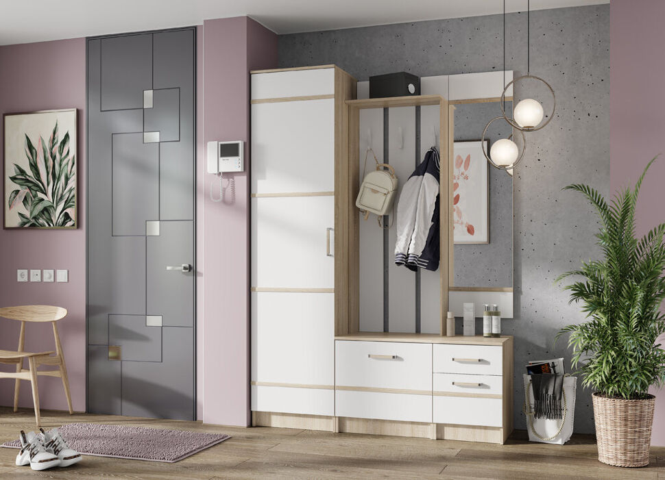 Вешалка с тумбой Сакура СВ-01 (БТС) Белый/Дуб Сонома