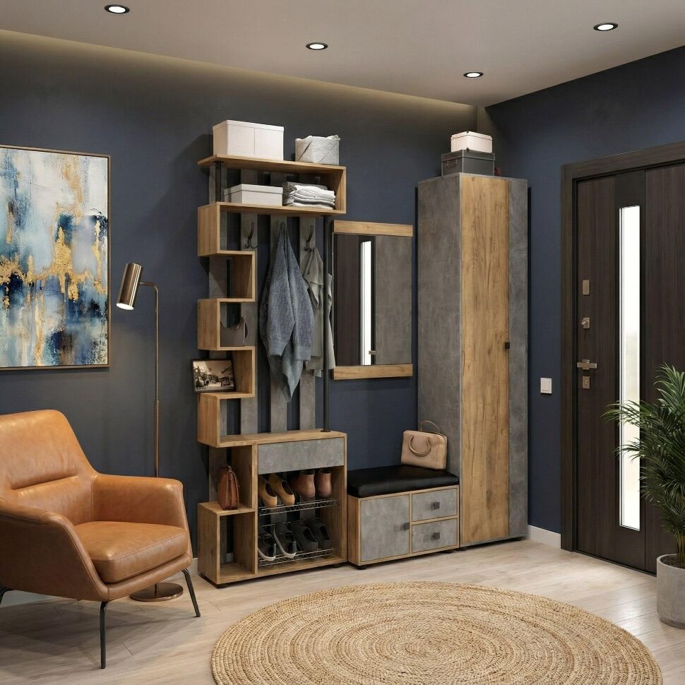 Прихожая мини-лайт компл. 3 дуб крафт/ателье