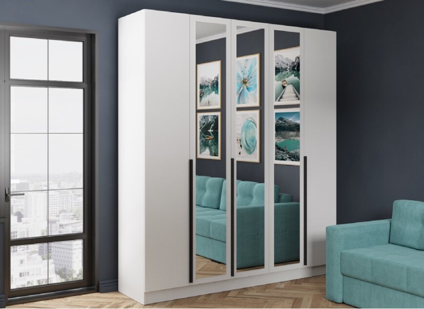 Шкаф Мадрид 2000 с зеркалами (ТЭКС) Белый