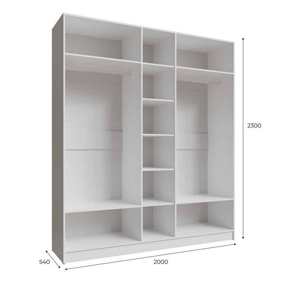 Шкаф Мадрид 2000 с зеркалами (ТЭКС) Белый