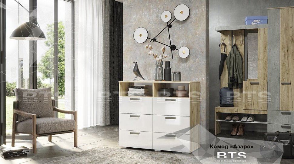 Комод Азаро БТС (Крафт / Белый Глянец)