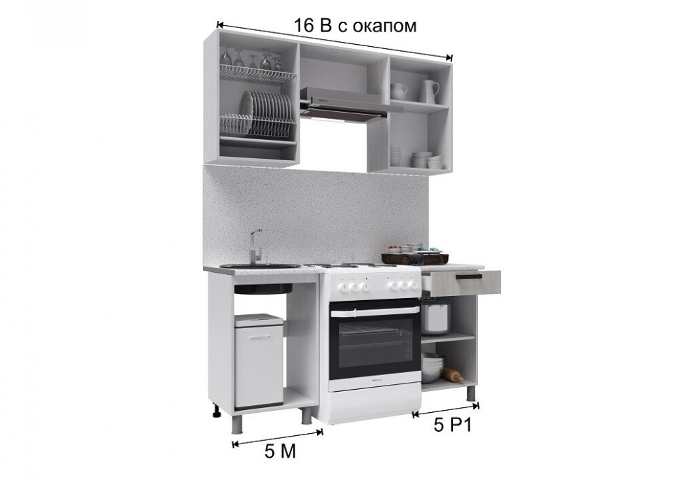 Кухня Палермо 1,6 м с окапом