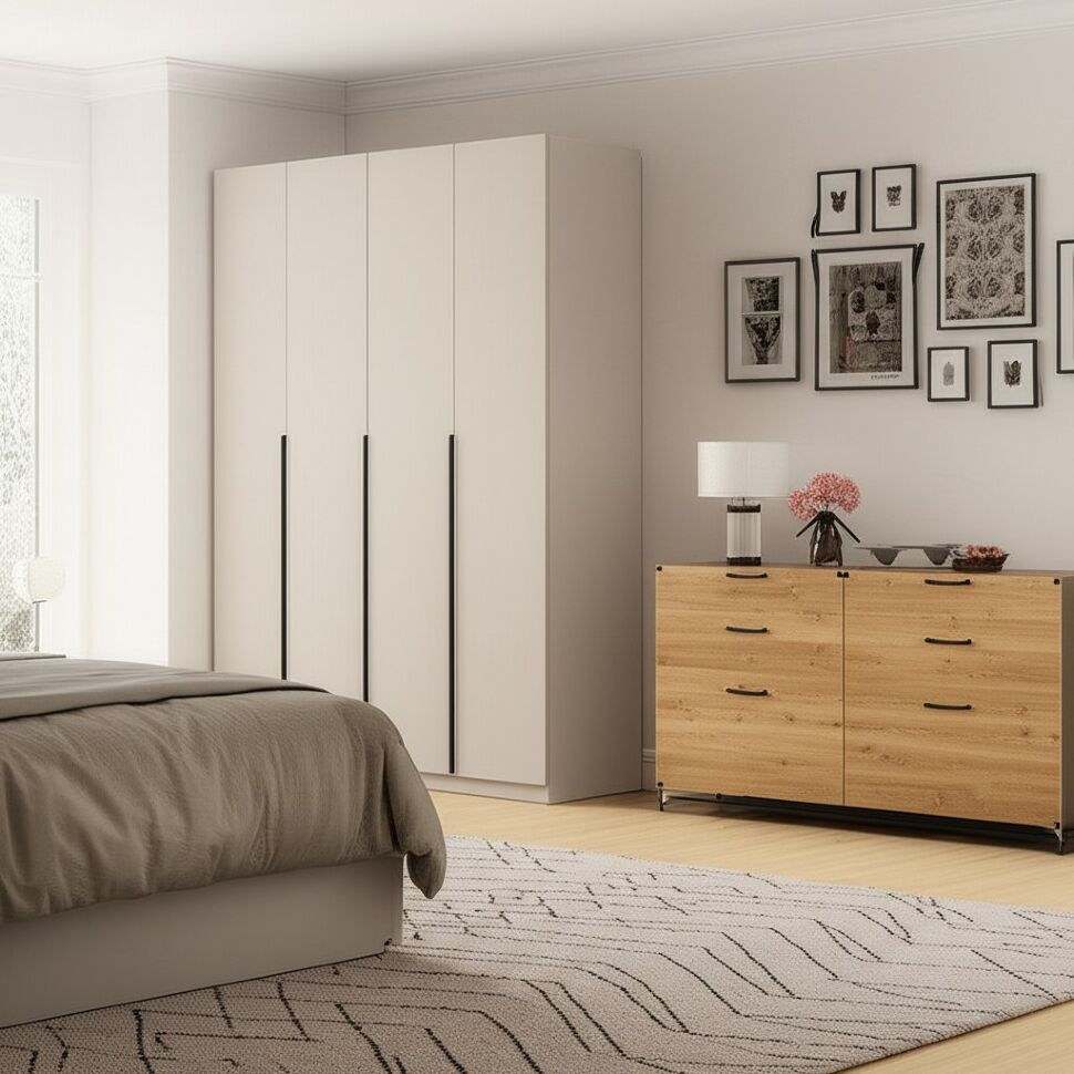 Шкаф распашной с наполнением (13 полок + 2 ящика) ШК 5 (1600), Меланж