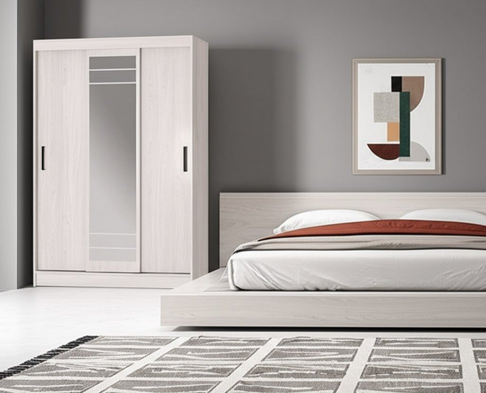 Шкаф-купе Тео ШКК-02 (Мебелони) Ясень белый