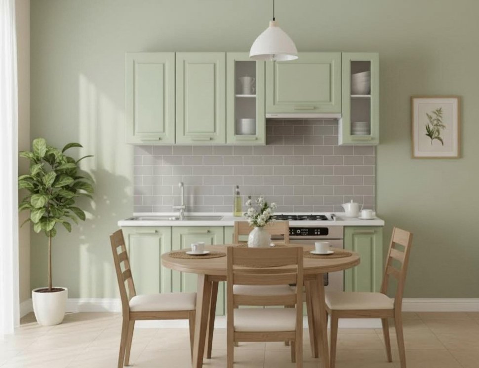 Кухня Вокс комплект 6 Белый / Фисташка