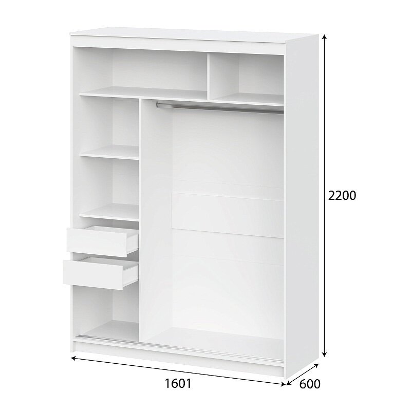 Шкаф-купе 1600 Токио (Арника) ШКП-3 Белый текстурный