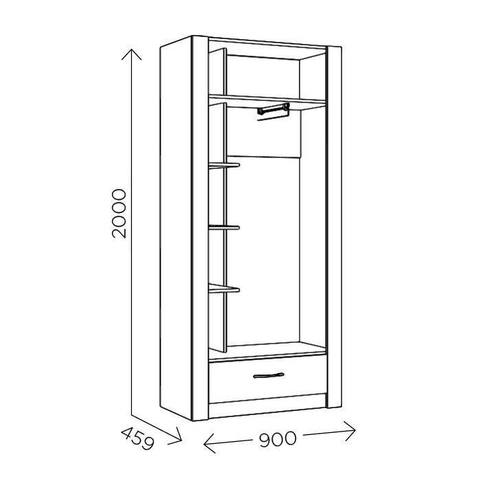 Шкаф двухстворчатый для одежды Ева 5 М1