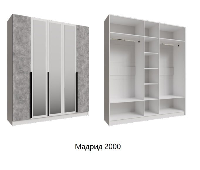 Шкаф Мадрид 2000 с зеркалами (ТЭКС) Ателье светлое 
