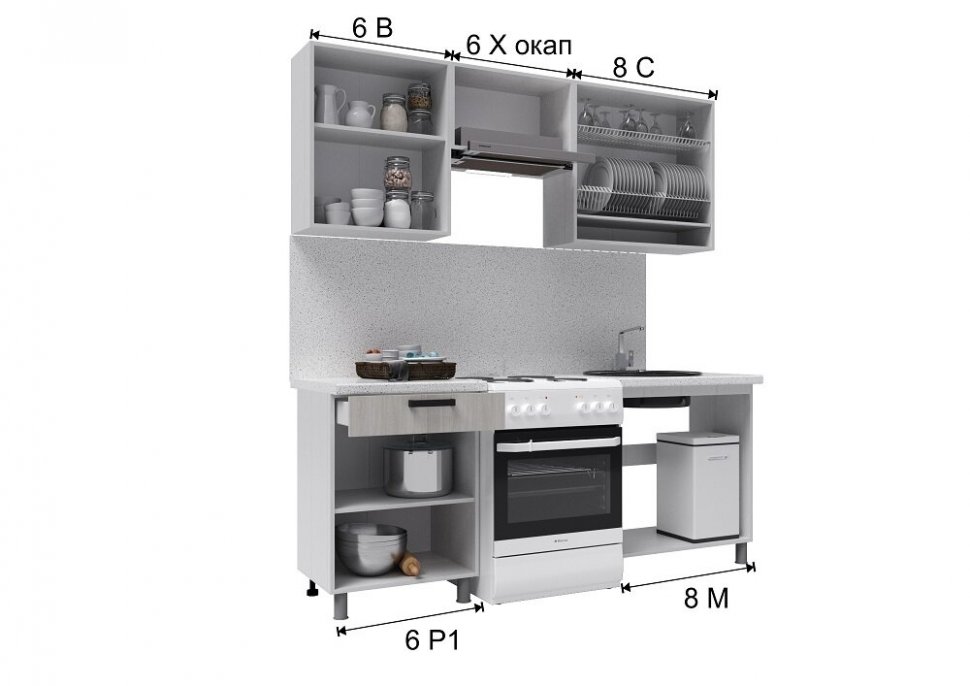 Кухня Палермо 2 м с окапом