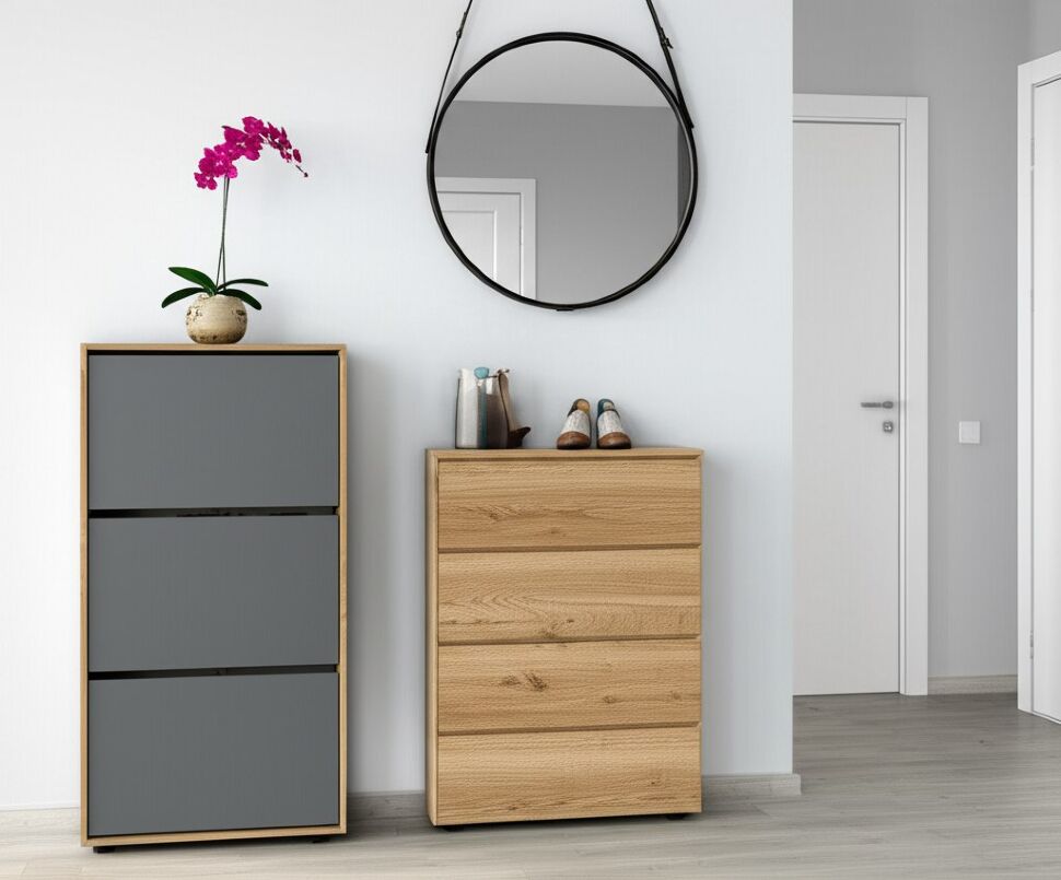 Обувница ОБ 4, Дуб золотой, Графит