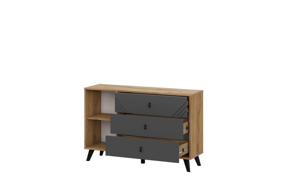 Комод 3 ящика Байкал (со створкой), Дуб Золотой, Графит