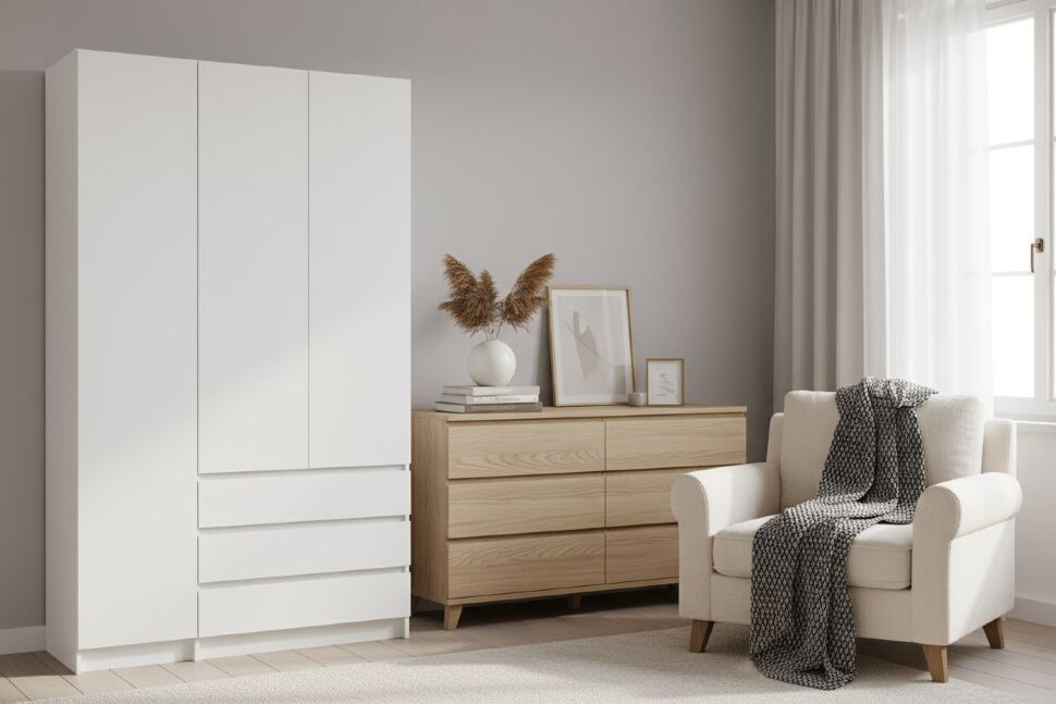 Шкаф трехстворчатый Бали, Белый