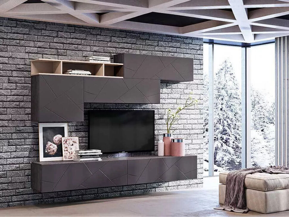 Гостиная Summit комплектация 4 Ясень анкор тёмный/софт графит/капучино