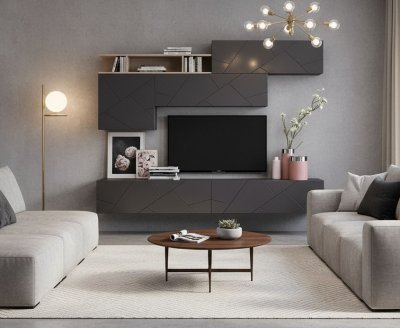 Гостиная Summit комплектация 4 Ясень анкор тёмный/софт графит/капучино