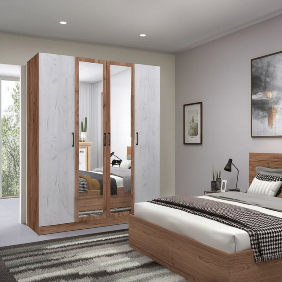 Шкаф Вегас 1600 (ТЭКС) Крафт табачный / Крафт белый