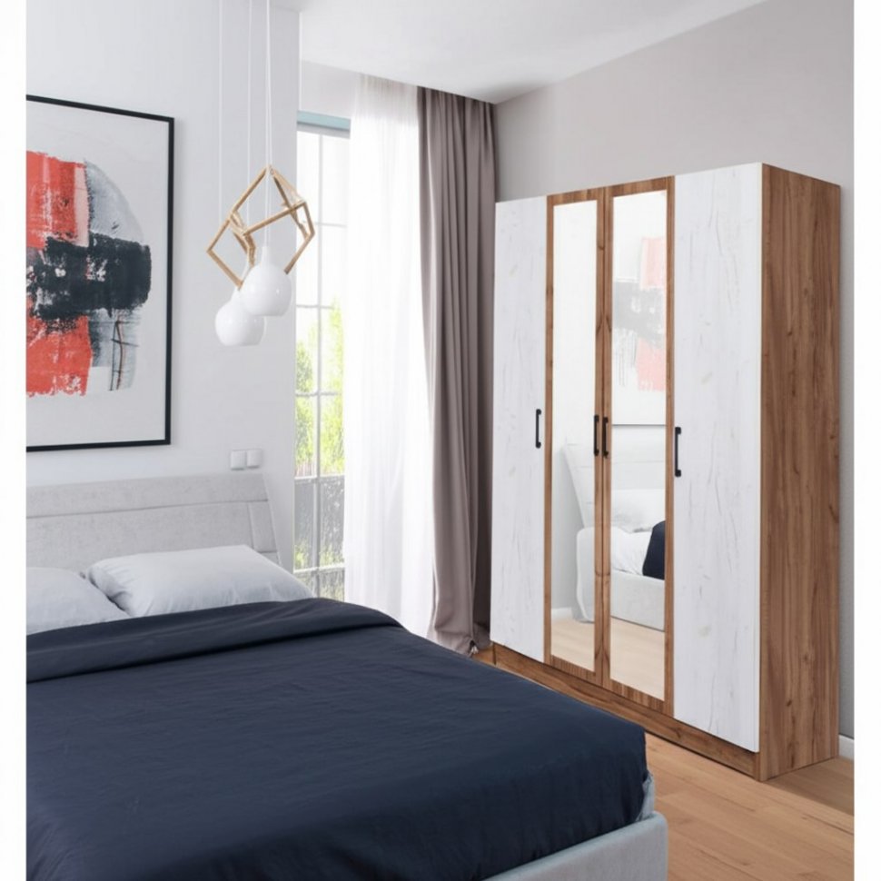 Шкаф Вегас 1600 (ТЭКС) Крафт табачный / Крафт белый