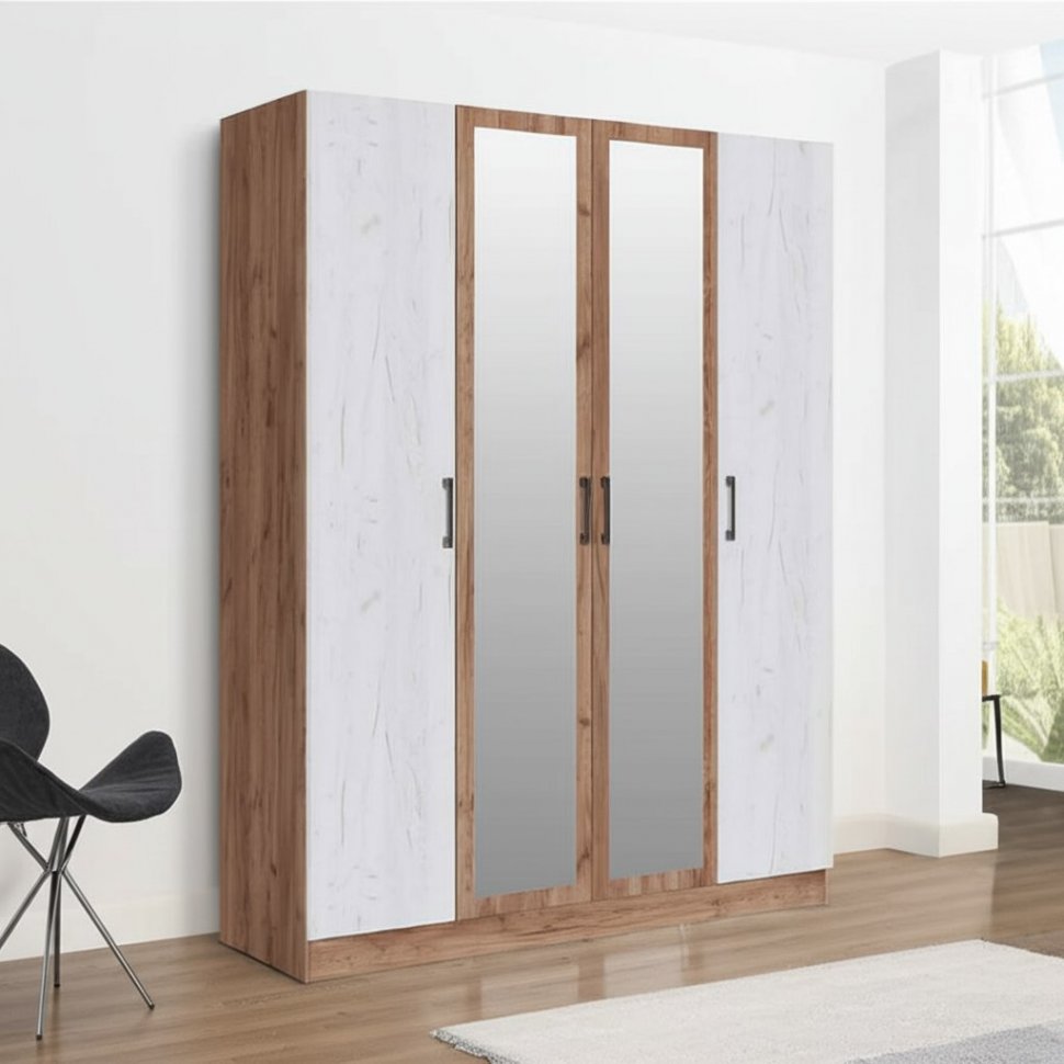 Шкаф Вегас 1600 (ТЭКС) Крафт табачный / Крафт белый