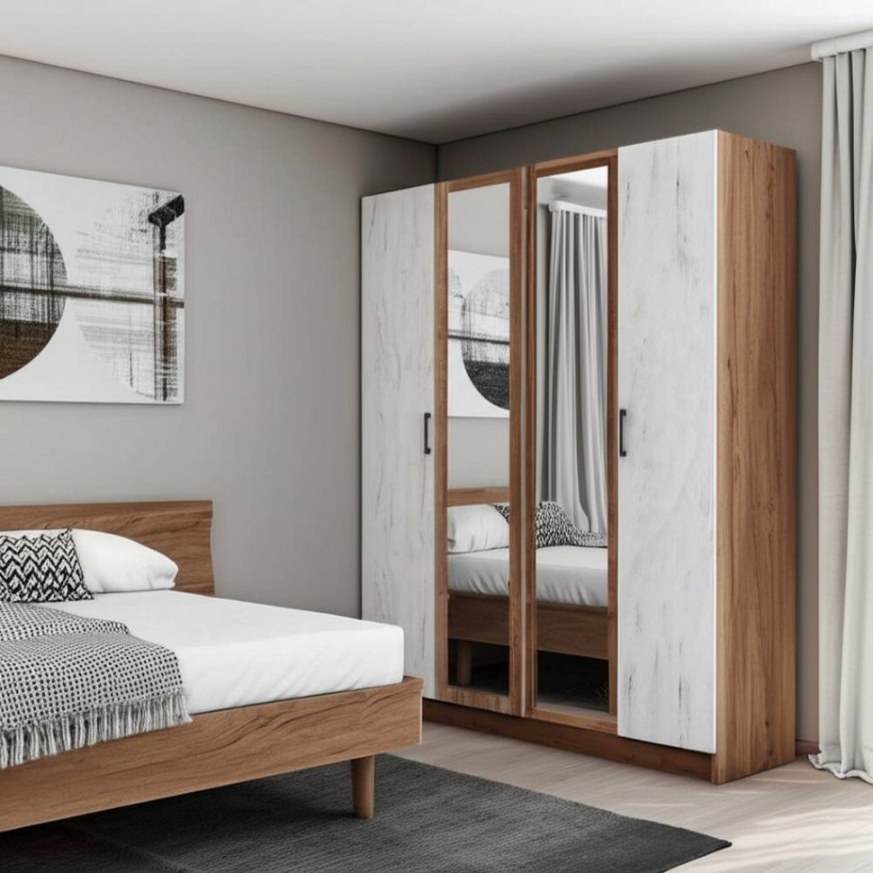 Шкаф Вегас 1600 (ТЭКС) Крафт табачный / Крафт белый