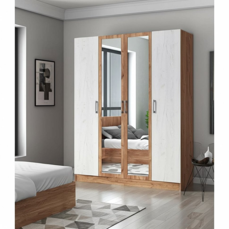 Шкаф Вегас 1600 (ТЭКС) Крафт табачный / Крафт белый