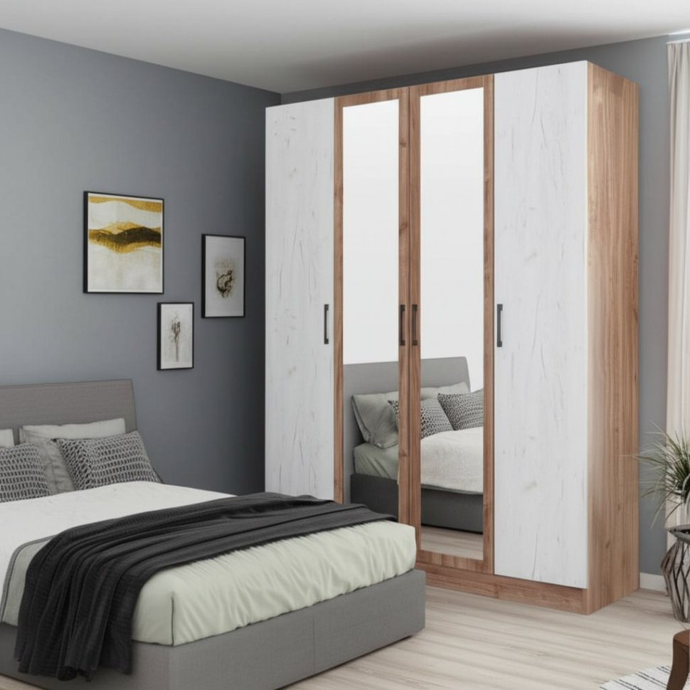 Шкаф Вегас 1600 (ТЭКС) Крафт табачный / Крафт белый