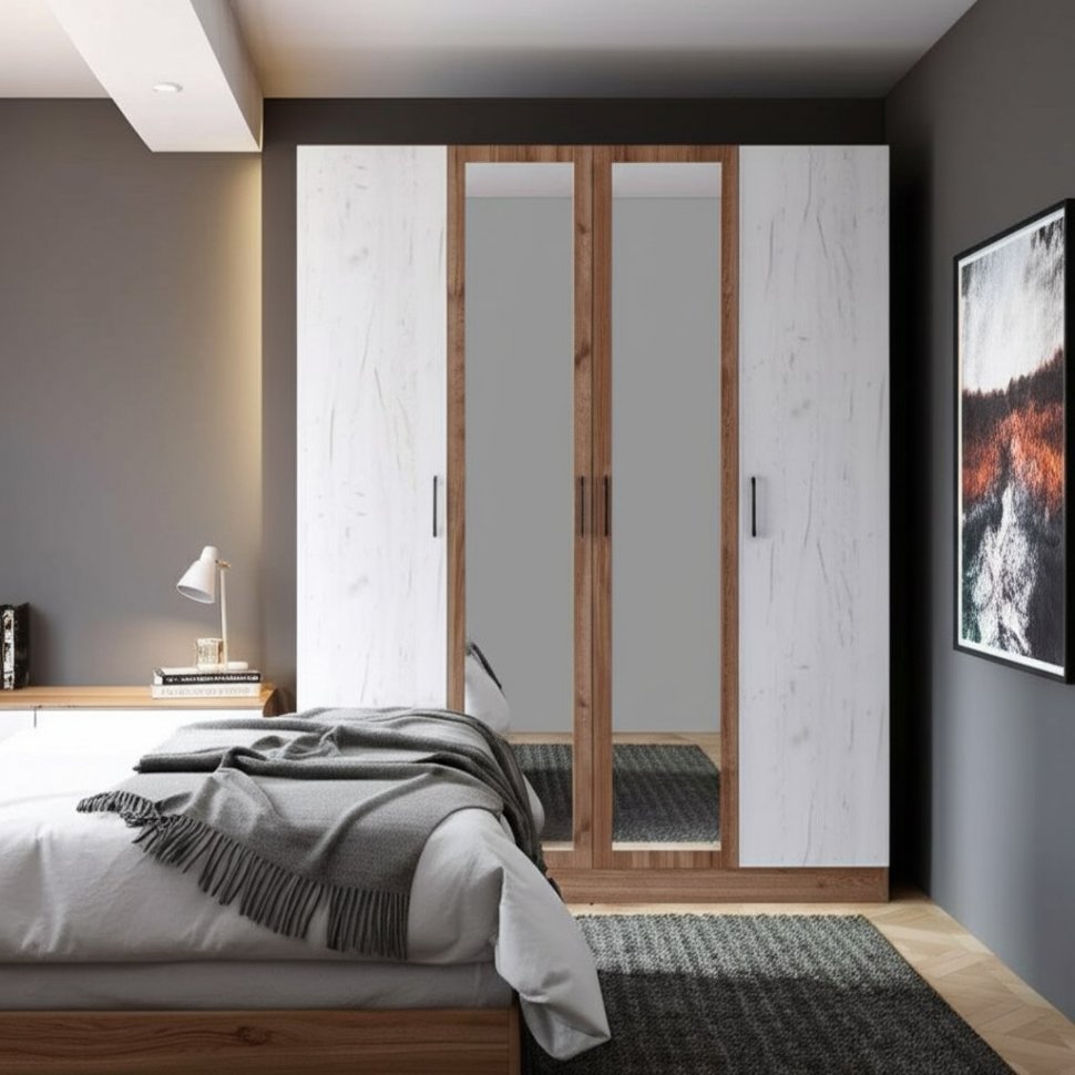 Шкаф Вегас 1600 (ТЭКС) Крафт табачный / Крафт белый