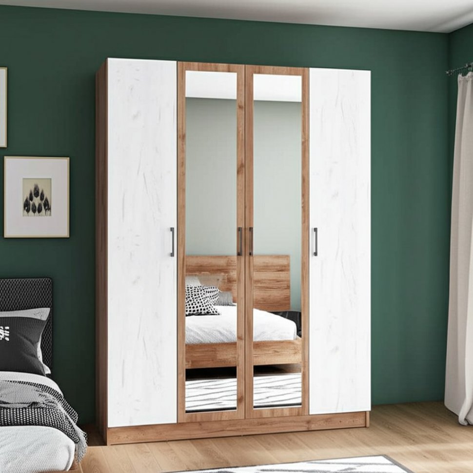 Шкаф Вегас 1600 (ТЭКС) Крафт табачный / Крафт белый