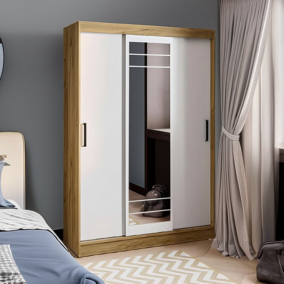 Шкаф-купе Тео ШКК-02 (БТС) Крафт / Белый