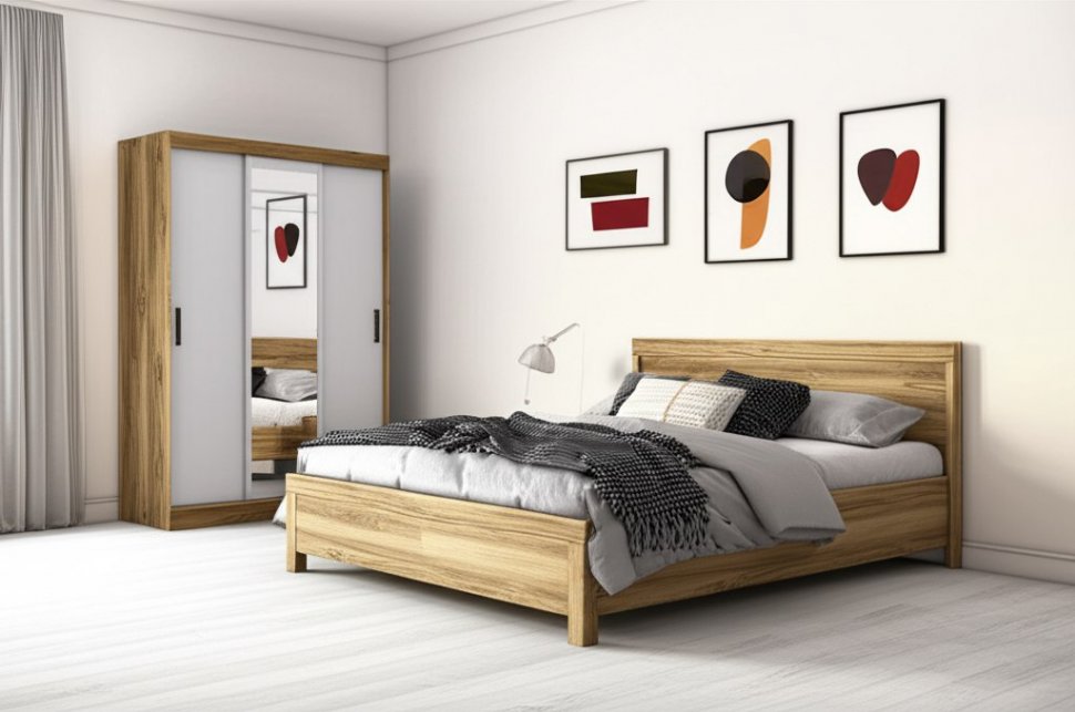 Шкаф-купе Тео ШКК-02 (БТС) Крафт / Белый