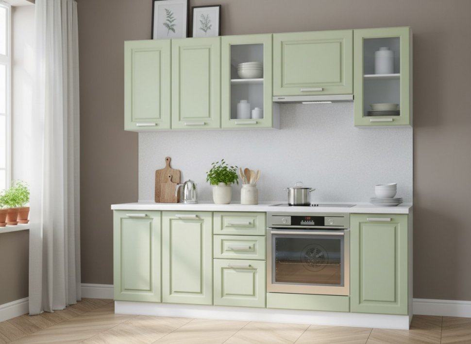 Кухня Вокс комплект 5 Белый / Фисташка