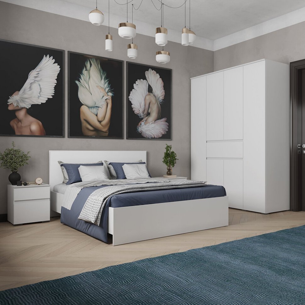 Шкаф 4-х створчатый Плейона (ТЭКС) Белый