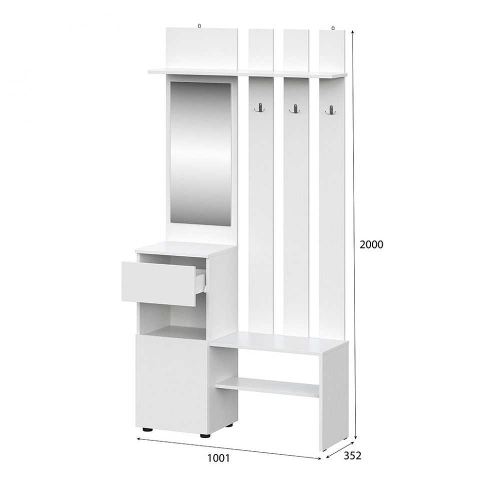 Мини-прихожая Токио (Арника) Белый текстурный