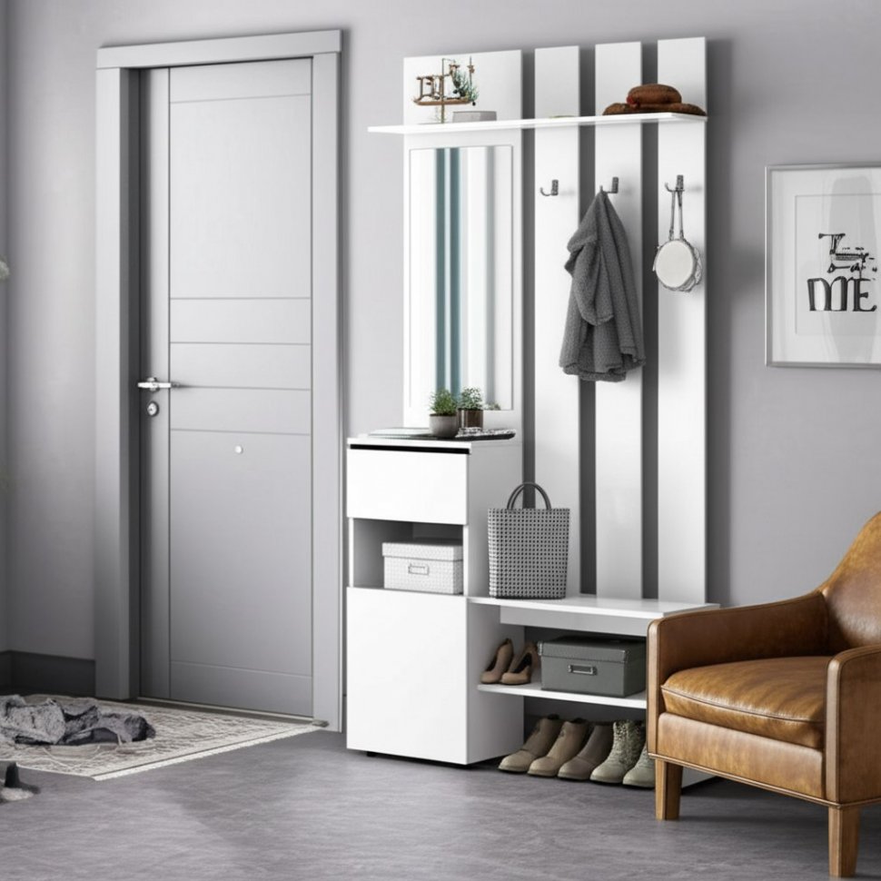 Мини-прихожая Токио (Арника) Белый текстурный