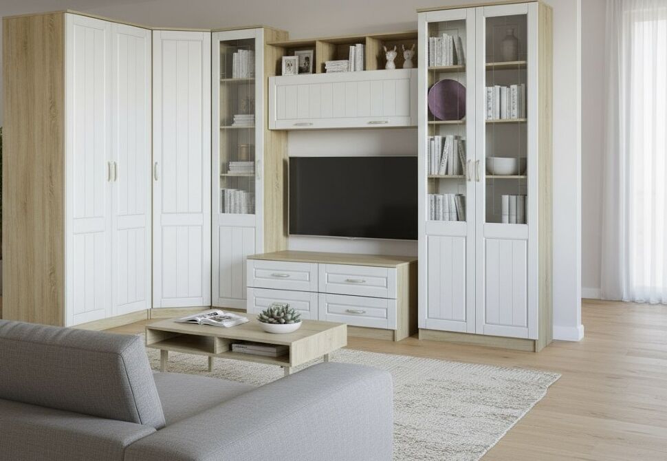 Гостиная Оливия 3 Дуб Сонома/белое дерево