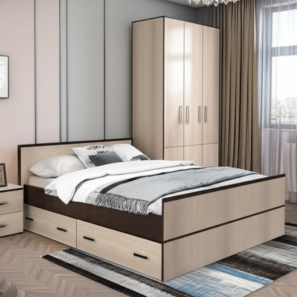 Кровать 160х200 Сакура (БТС) без основания Венге/Лоредо