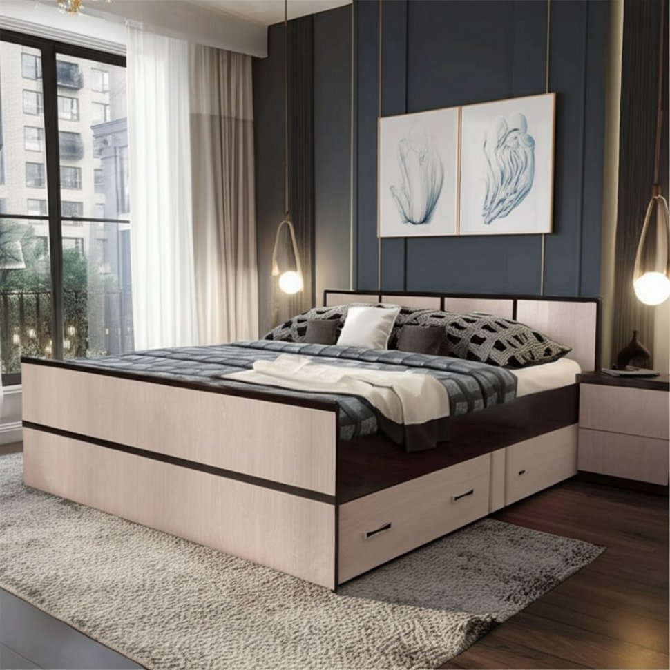 Кровать 160х200 Сакура (БТС) без основания Венге/Лоредо