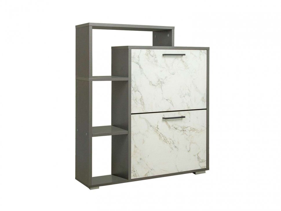 Тумба под обувь Фиеста-10 Диаманд серый/Мрамор белый