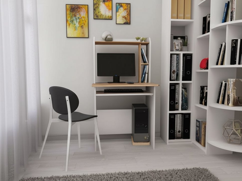 Стол компьютерный Грета-1 (ТЭКС) Белый / Дуб Крафт