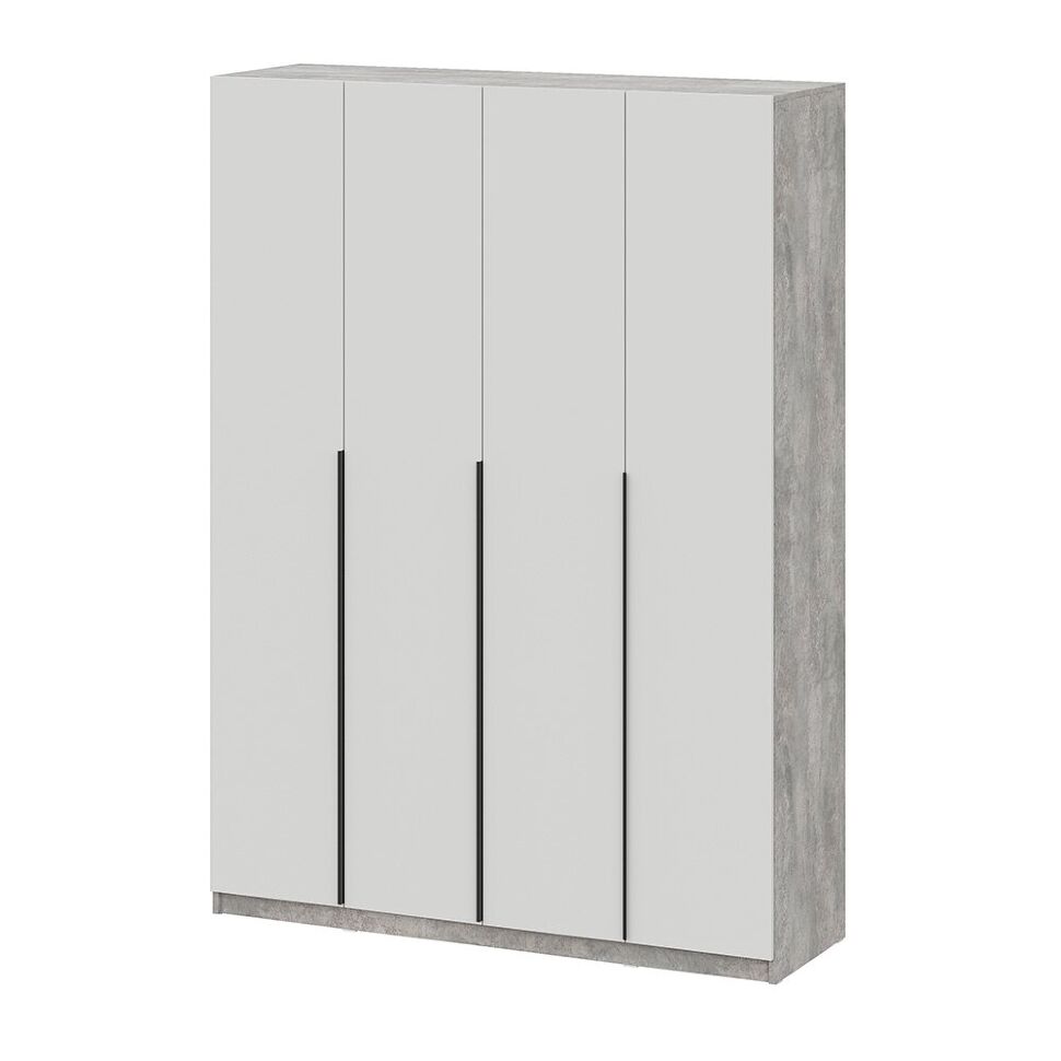 Шкаф распашной ШК 5 (1600), Цемент светлый, Белый шагрень