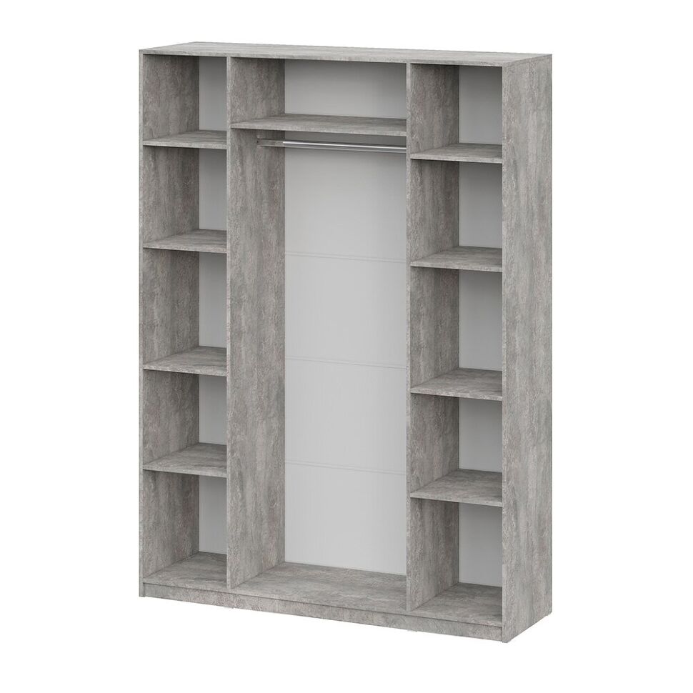 Шкаф распашной ШК 5 (1600), Цемент светлый, Белый шагрень